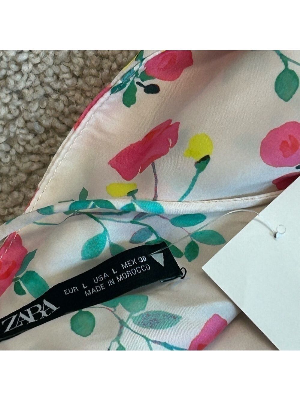 Zara cream floral flower crisscross strappy open back draped crop top Sz L NWT - Picture 5 of 10